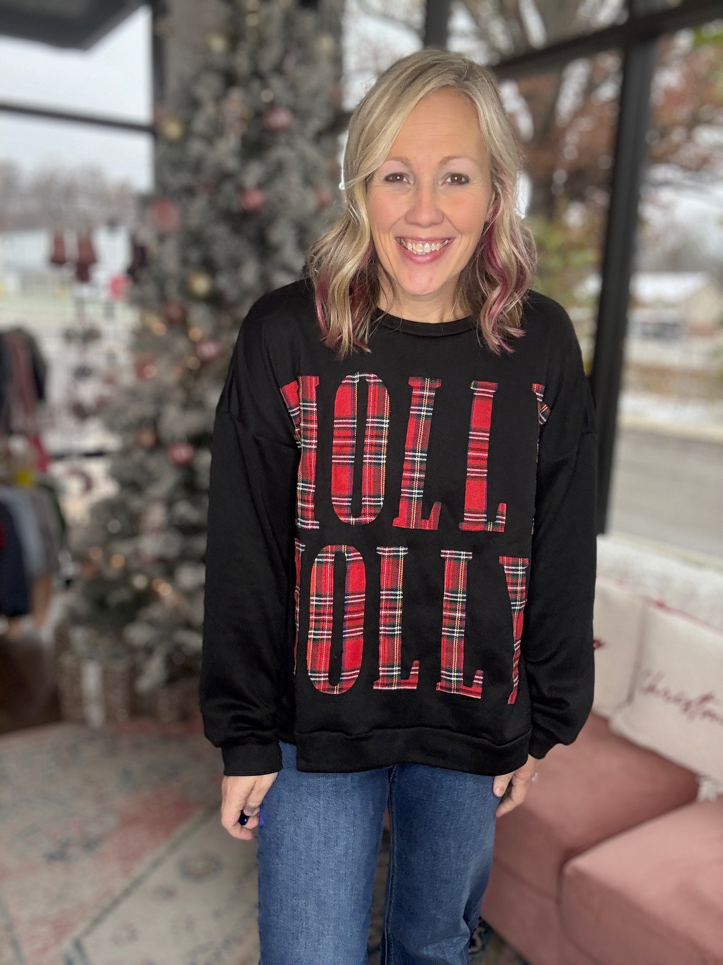 Plaid Holly Jolly Sweatshirt