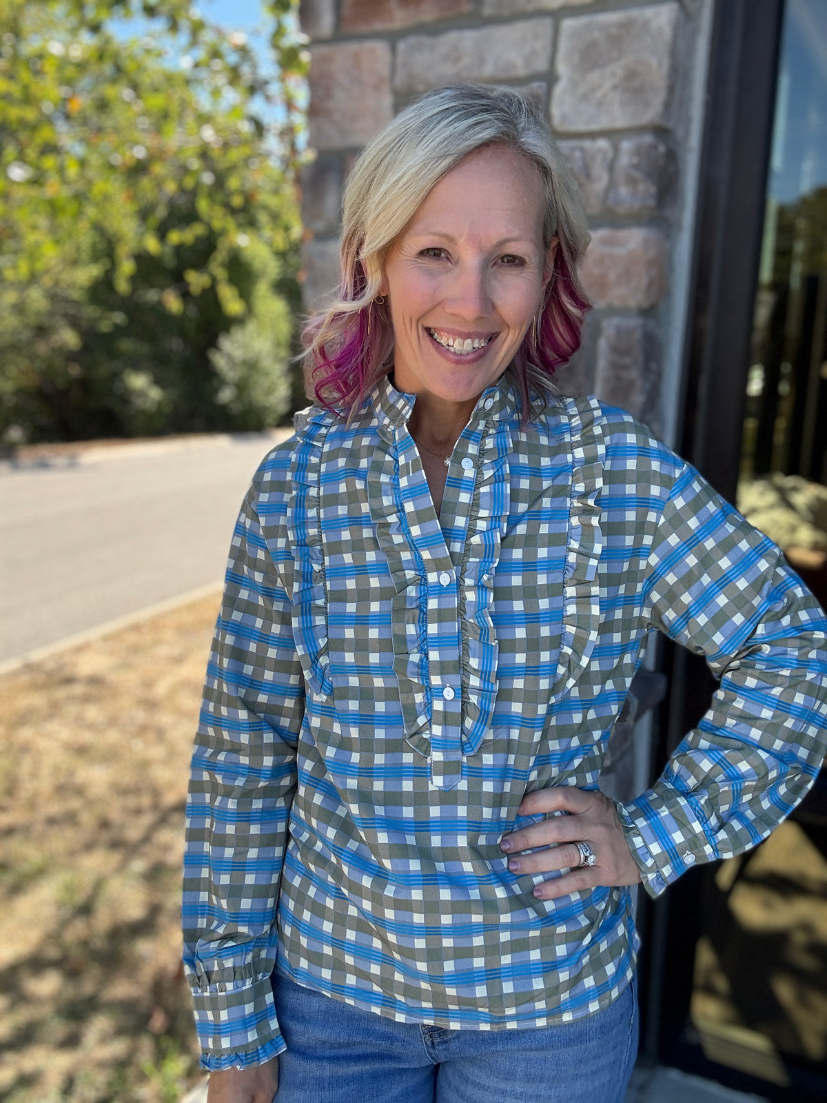 Ruffled in Plaid Top