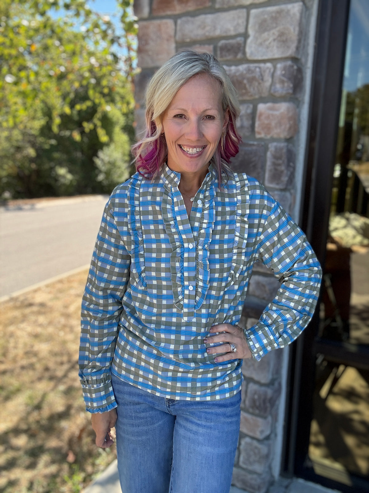 Ruffled in Plaid Top