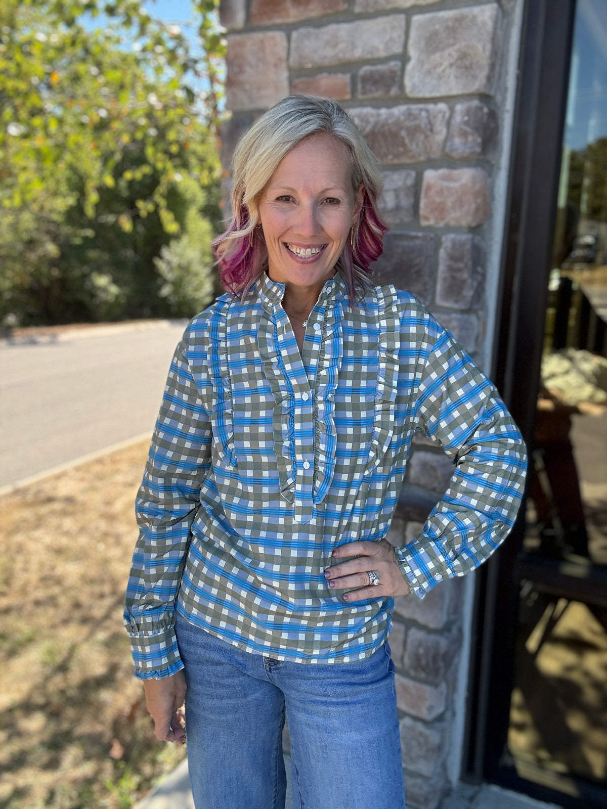 Ruffled in Plaid Top