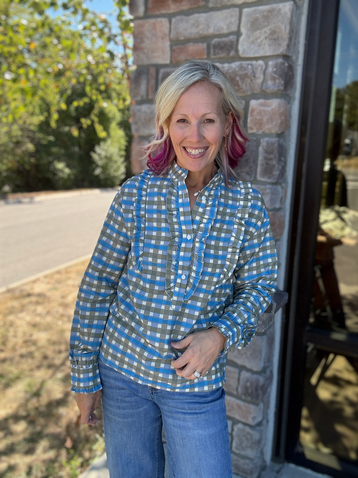 Ruffled in Plaid Top