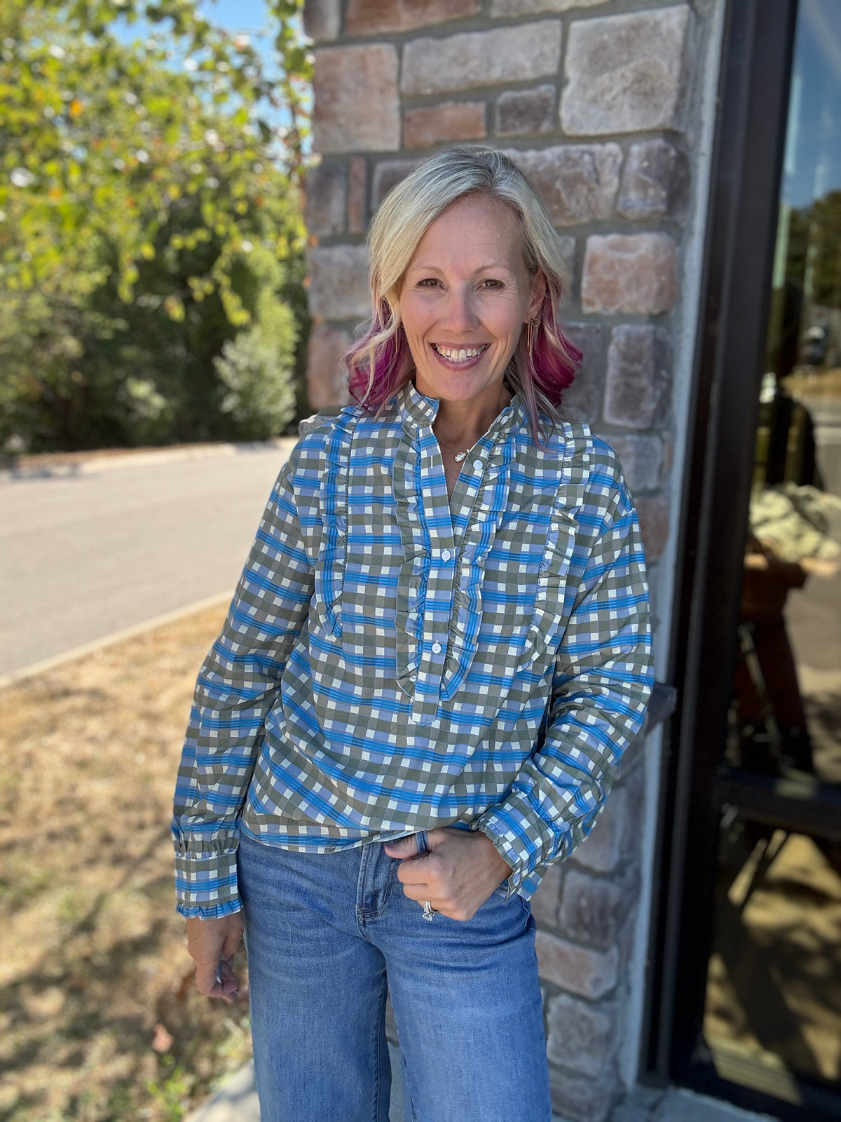 Ruffled in Plaid Top