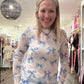 Bow Mesh Top- Blue