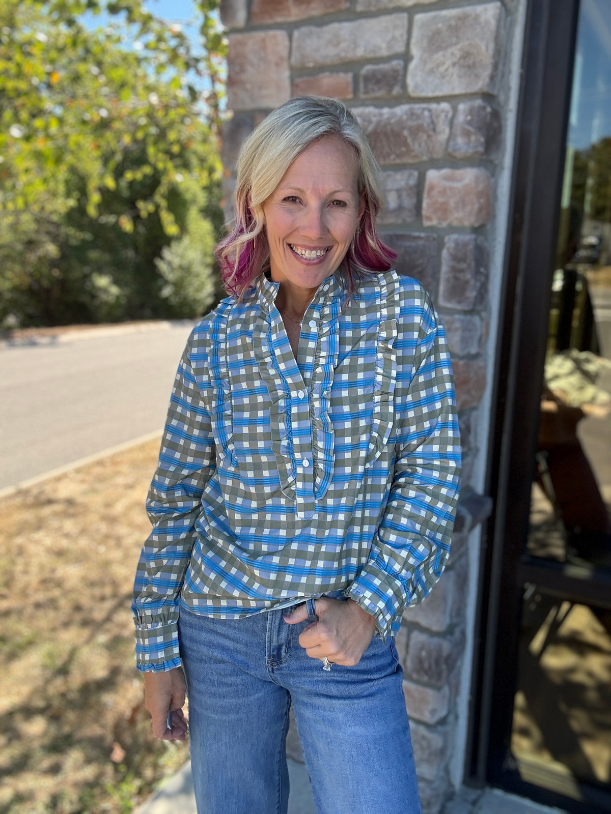 Ruffled in Plaid Top