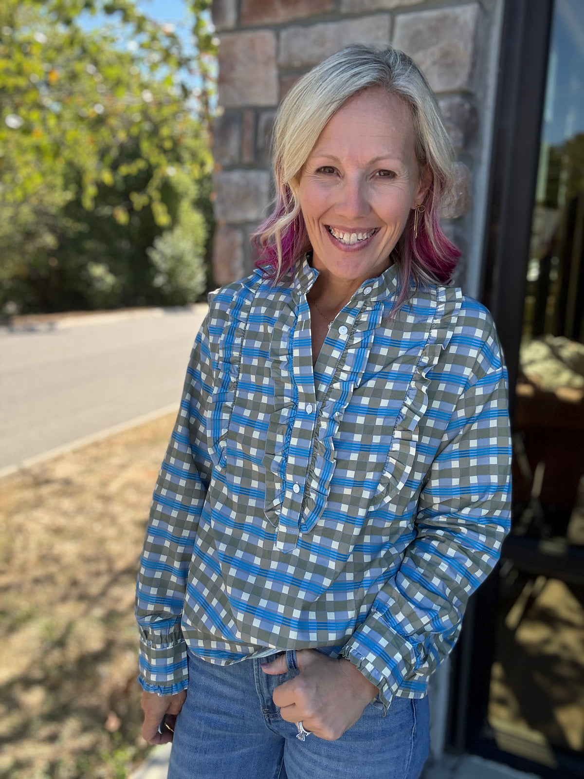 Ruffled in Plaid Top