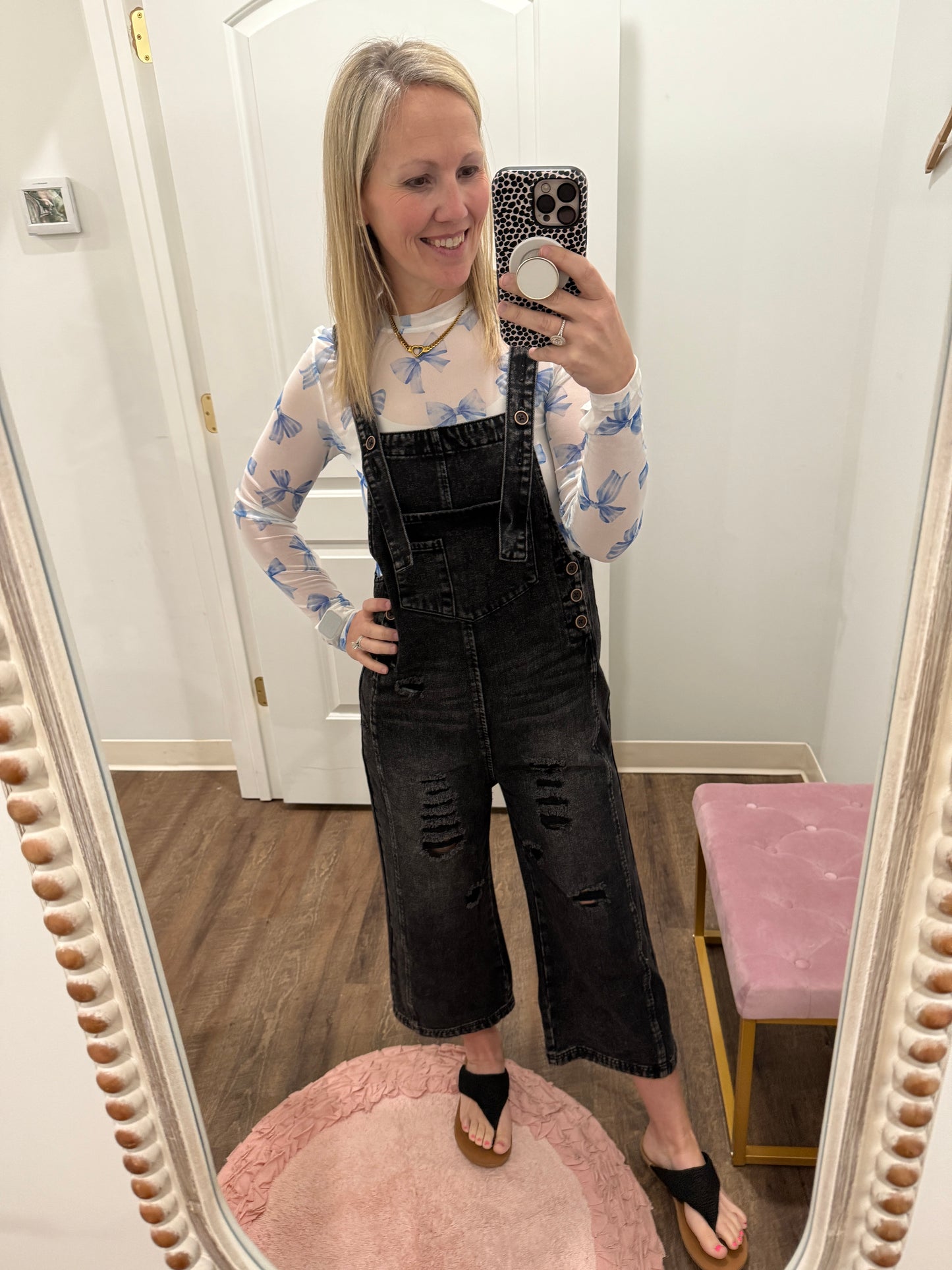 Bow Mesh Top- Blue