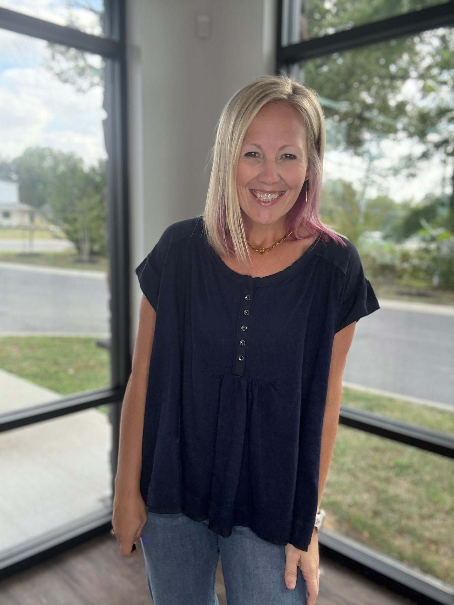 The Willow Top- Navy