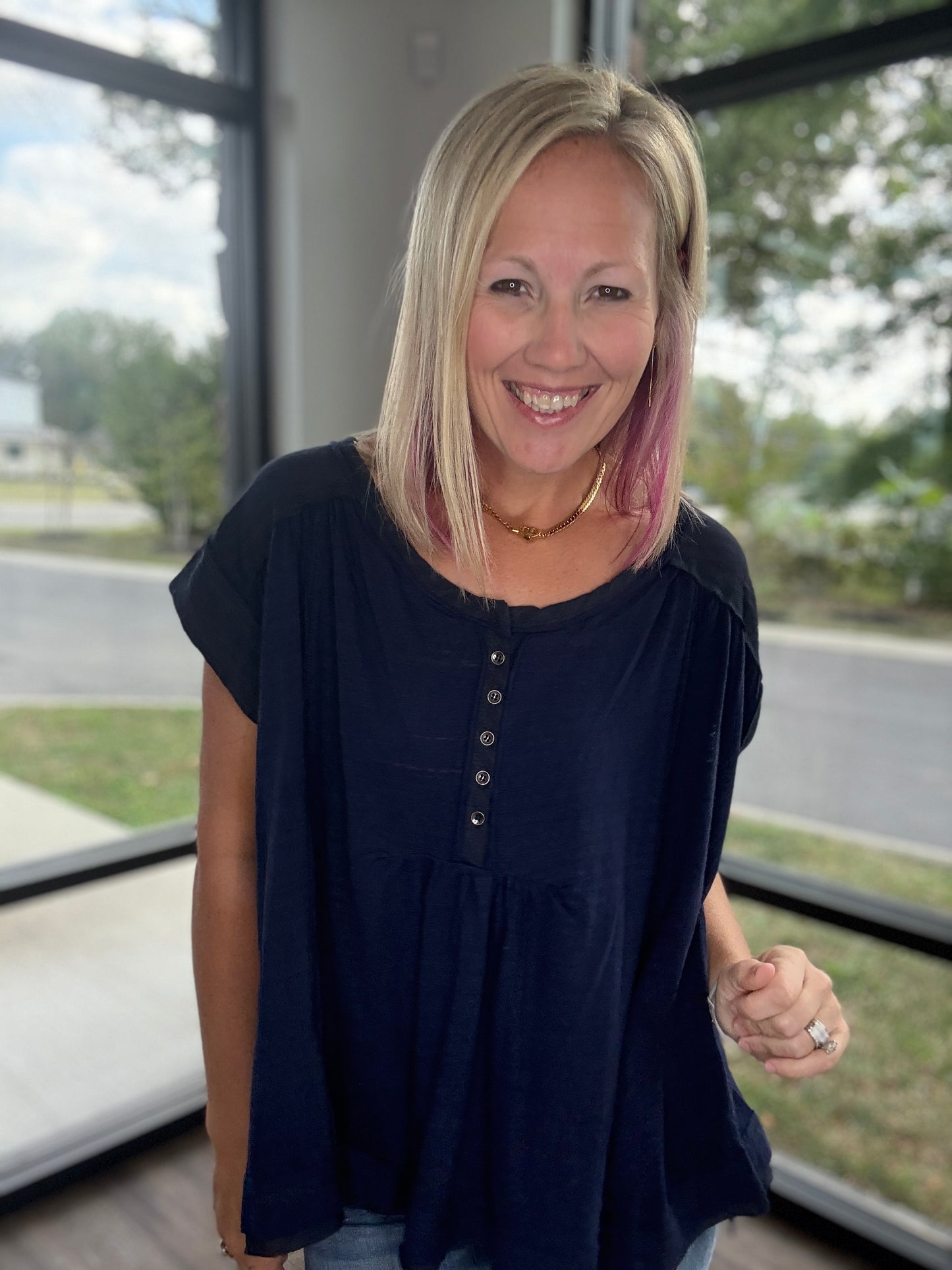 The Willow Top- Navy
