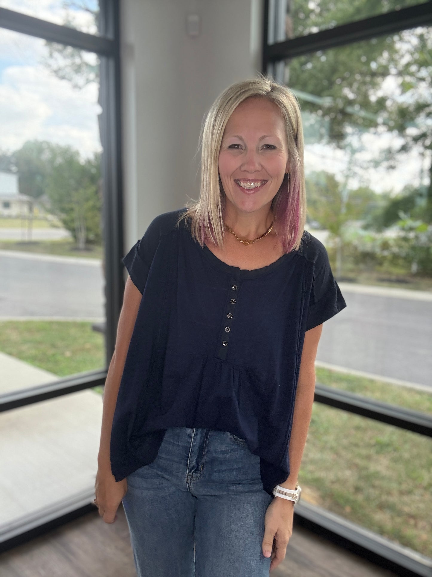 The Willow Top- Navy