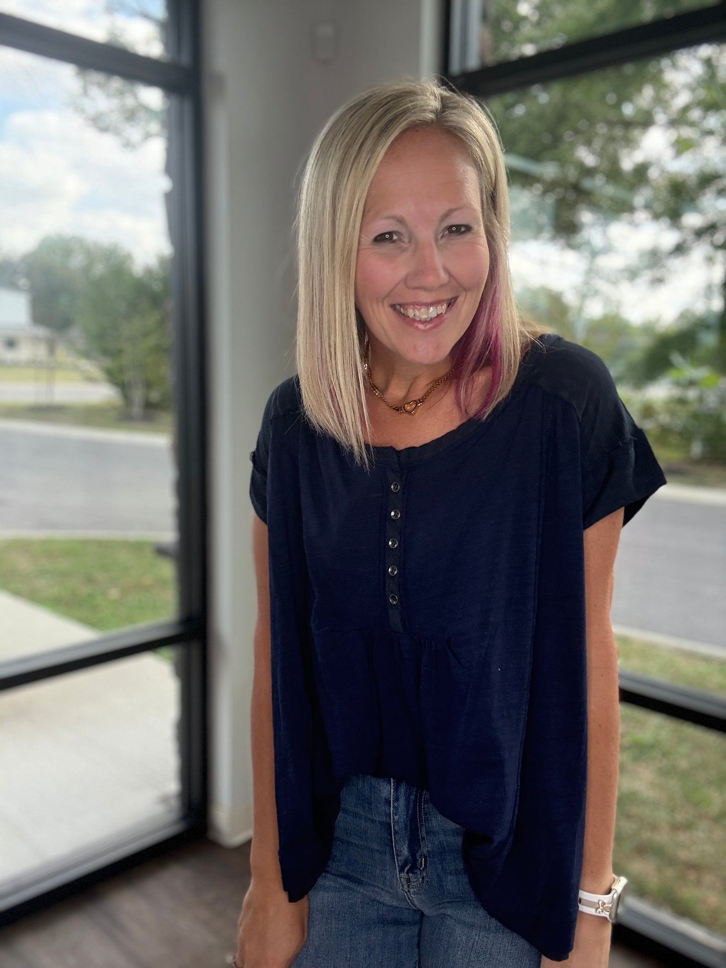 The Willow Top- Navy