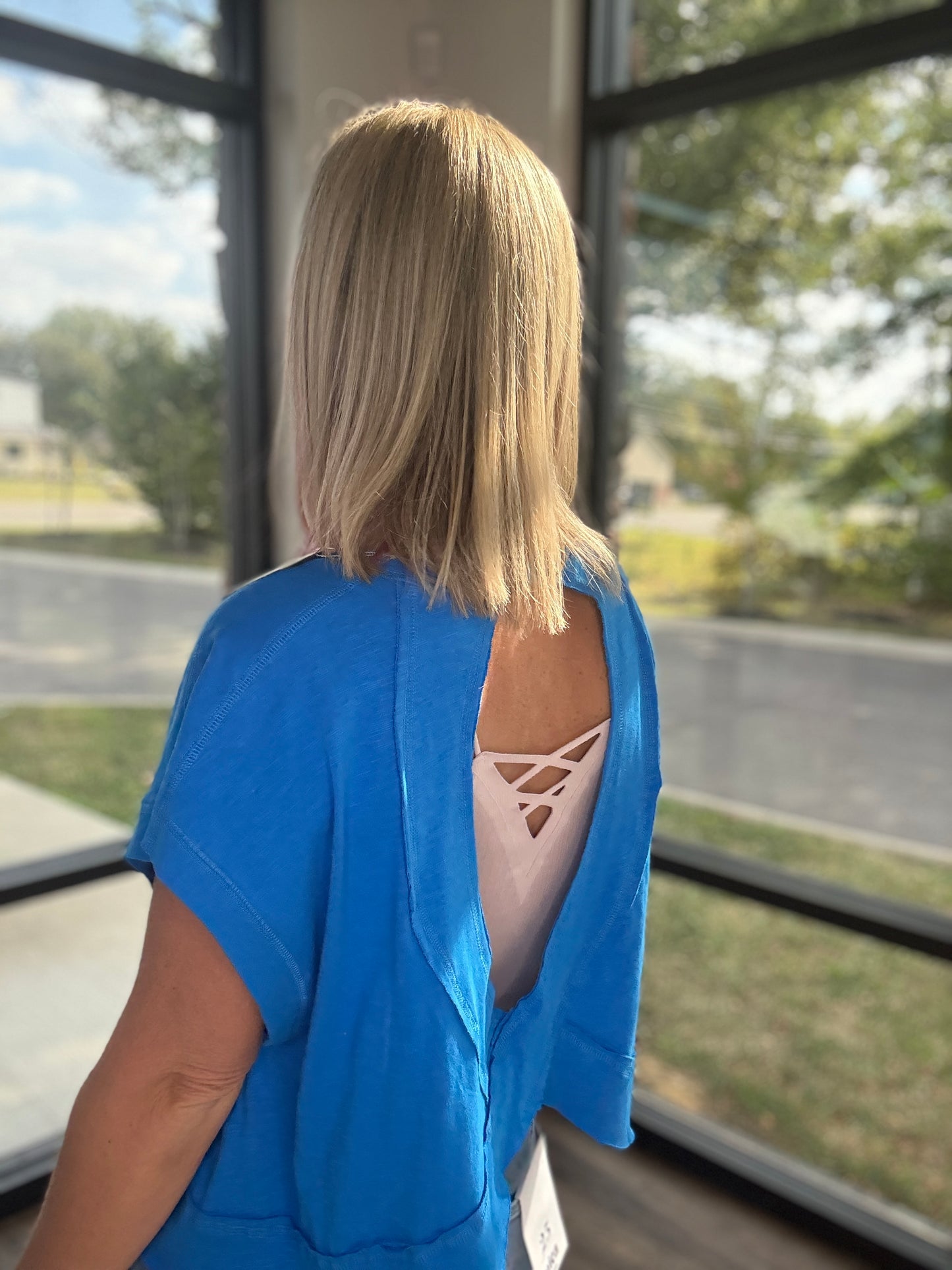 Breezy Back Tee- Blue