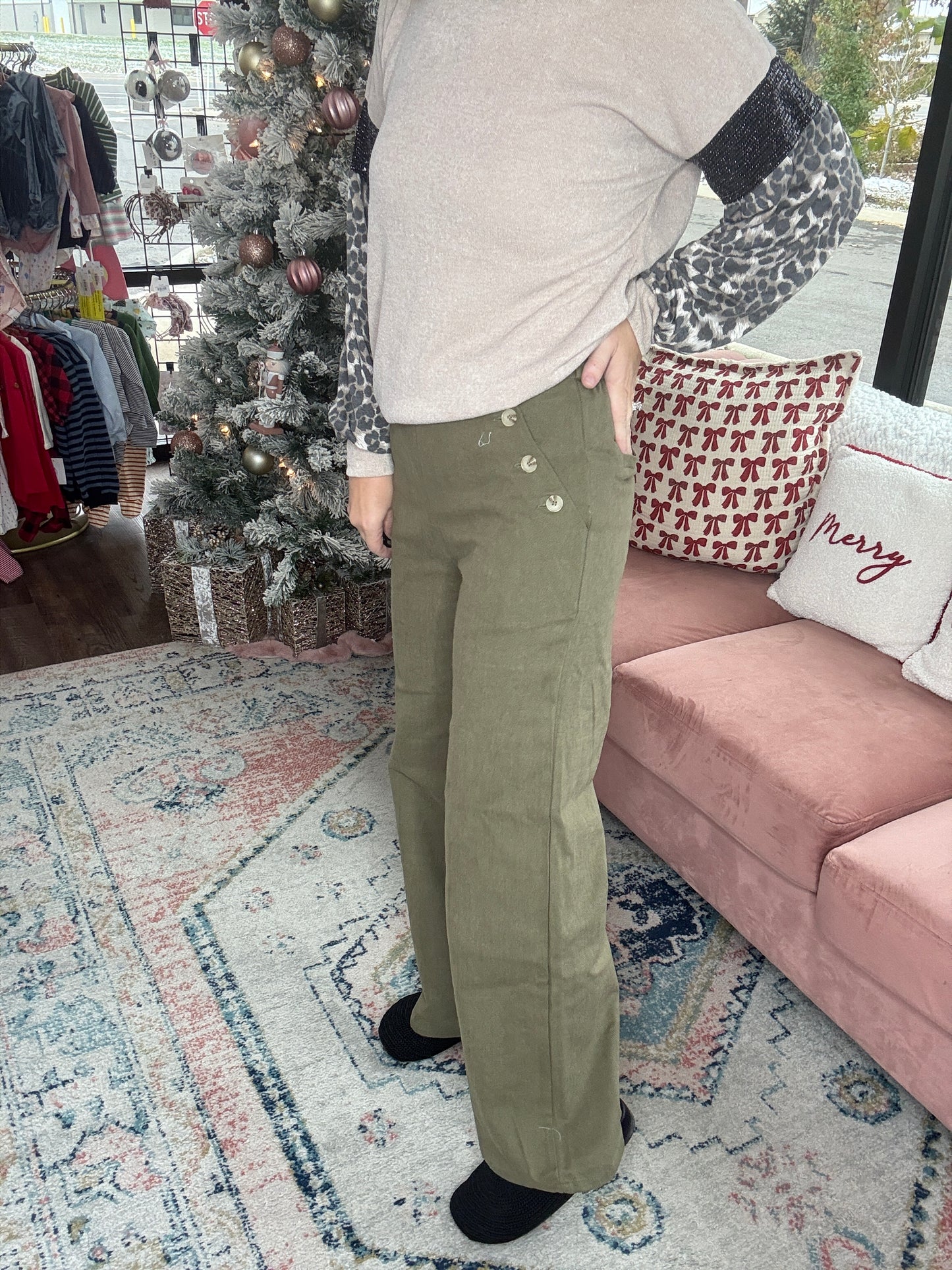 Olive Button Pants