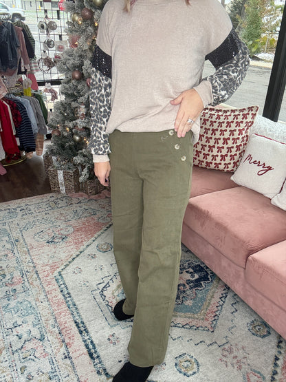 Olive Button Pants