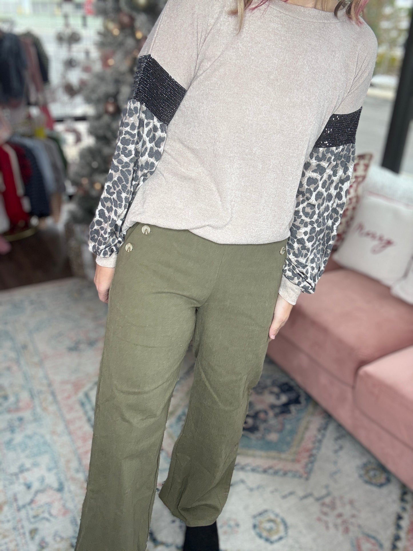 Olive Button Pants