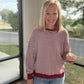 Red Striped Waffle Top