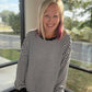 Black Stripe Waffle Top