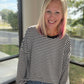 Black Stripe Waffle Top
