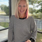 Black Stripe Waffle Top