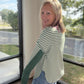 Green & Cream Waffle Top