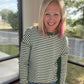 Green & Cream Waffle Top