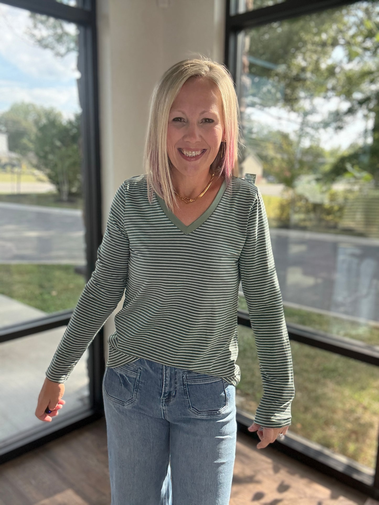 Evergreen V-Neck Top