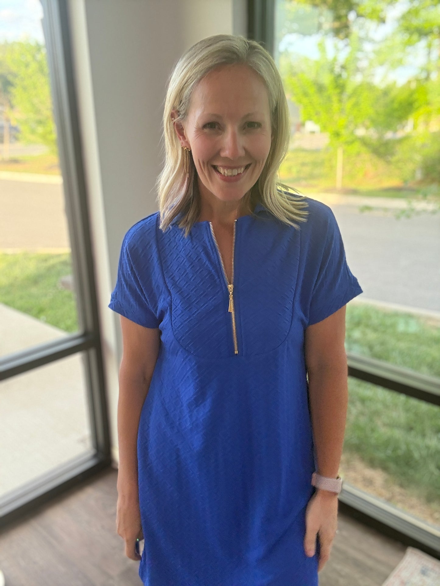 Zip into Color Dress- Blue