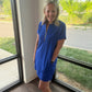 Zip into Color Dress- Blue