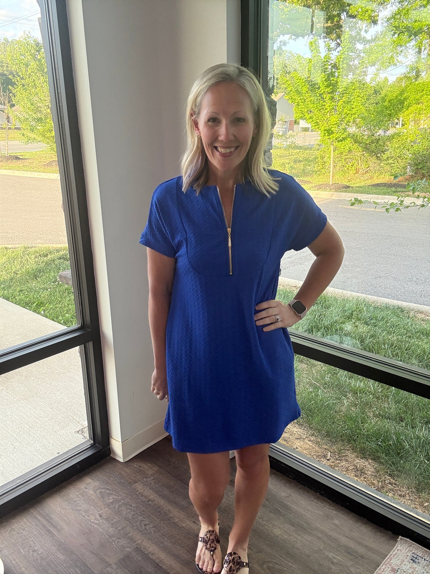 Zip into Color Dress- Blue