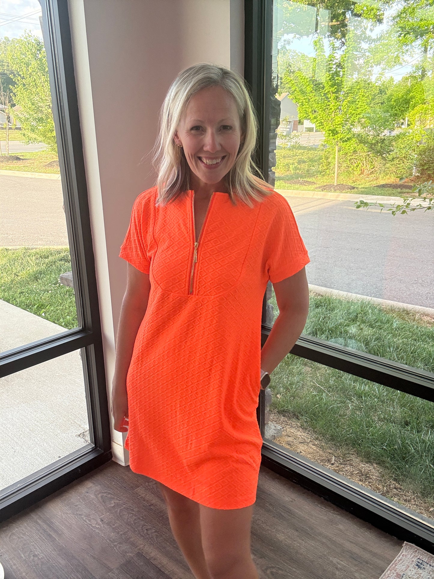 Zip into Color Dress- Orange