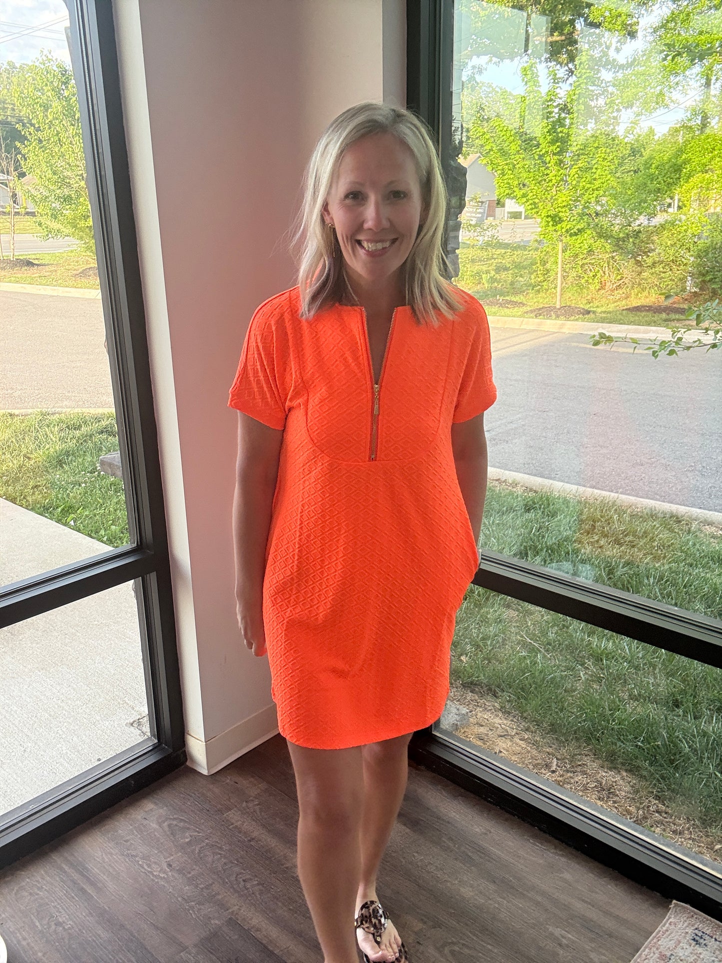 Zip into Color Dress- Orange