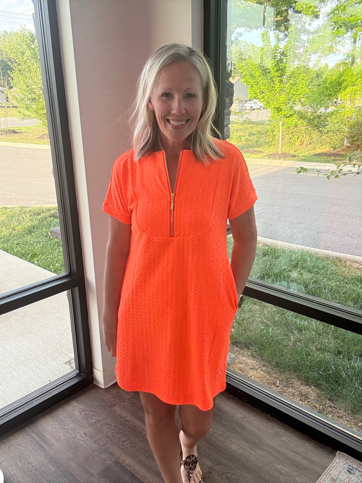 Zip into Color Dress- Orange