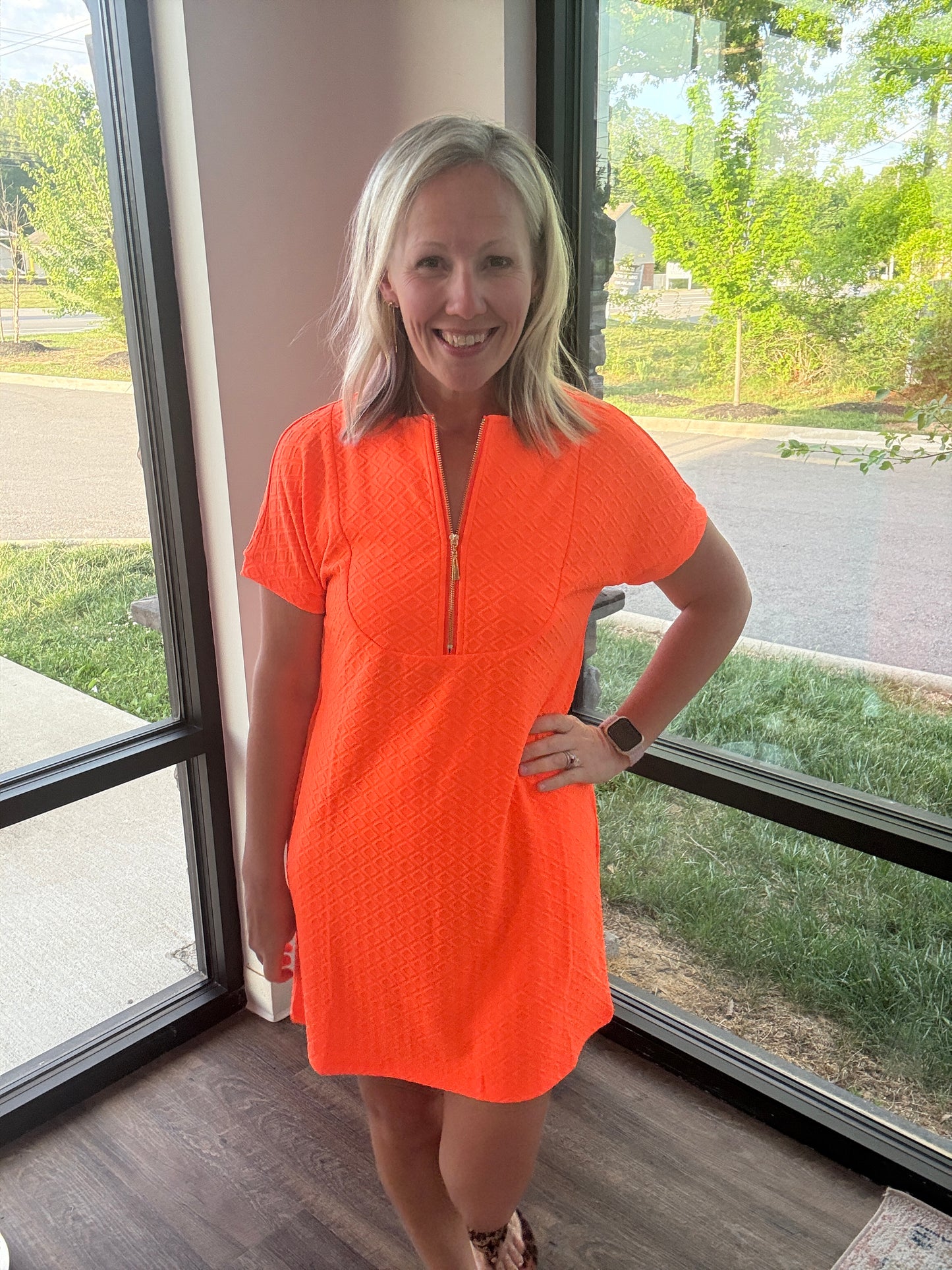 Zip into Color Dress- Orange