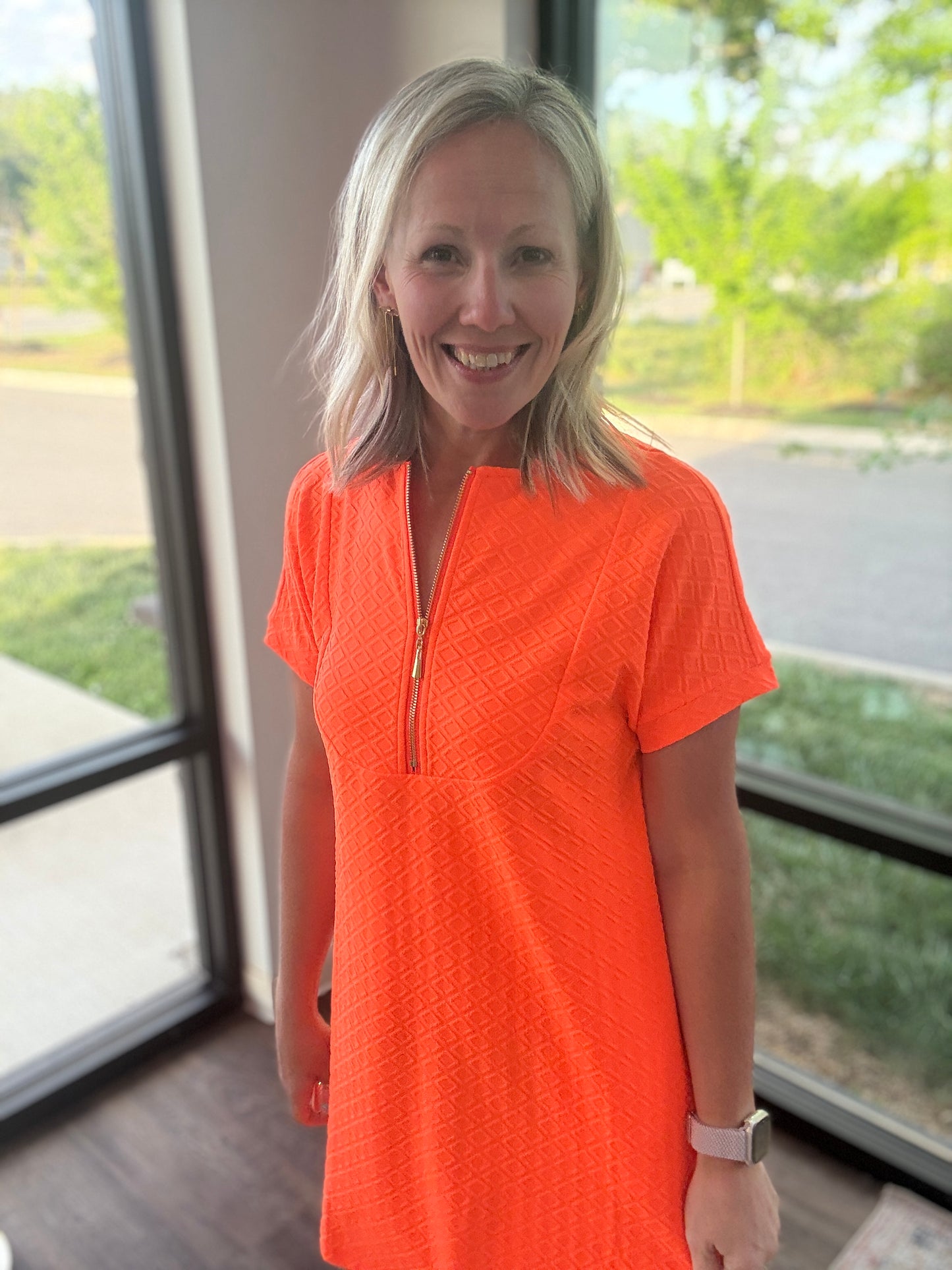 Zip into Color Dress- Orange