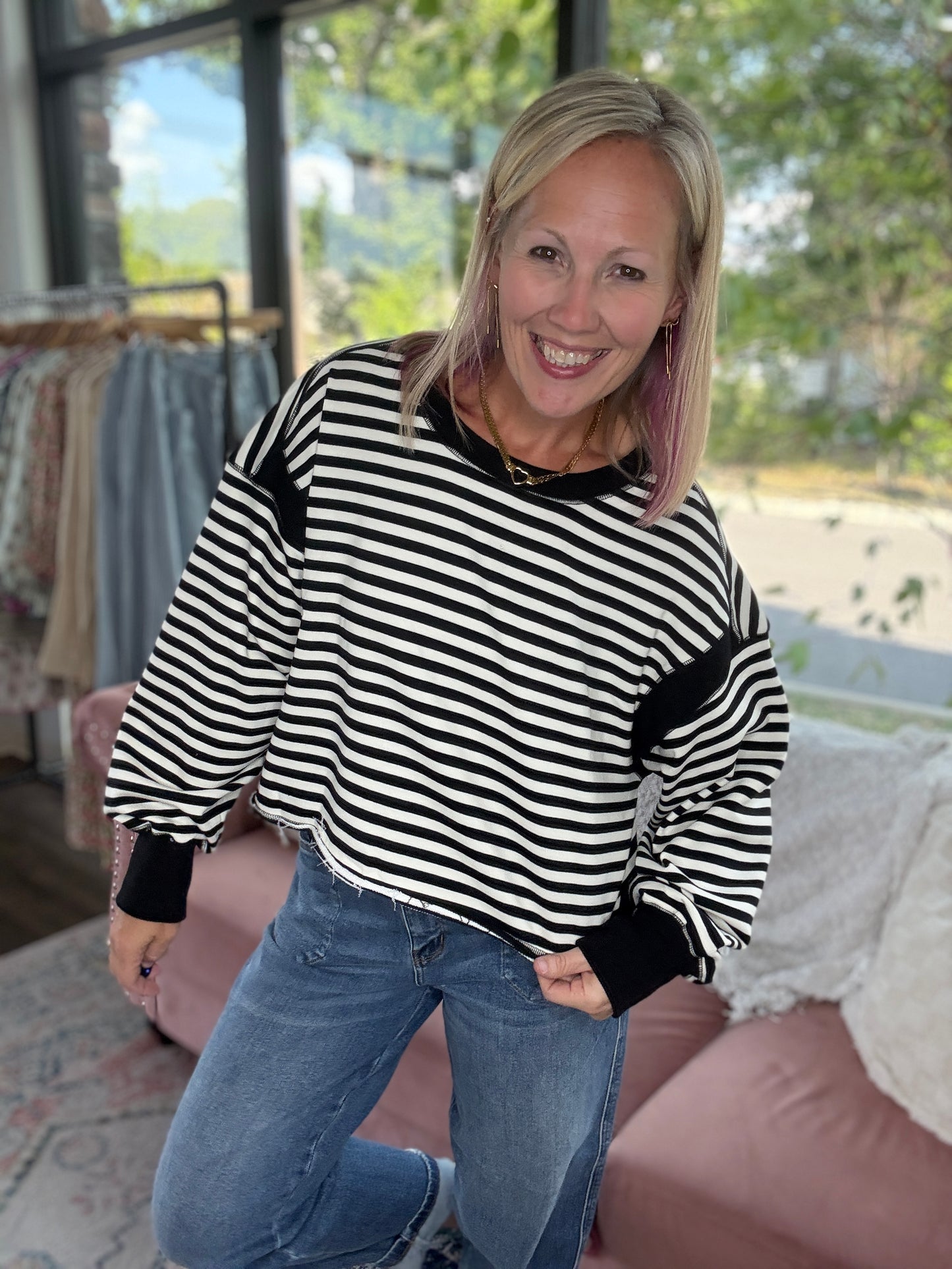 Breezy Back Sweatshirt- Black