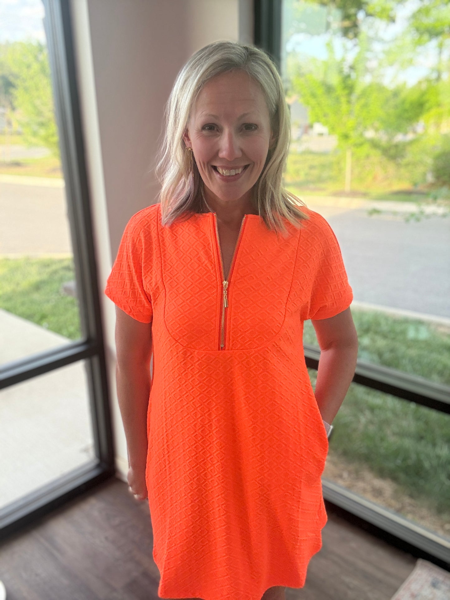 Zip into Color Dress- Orange