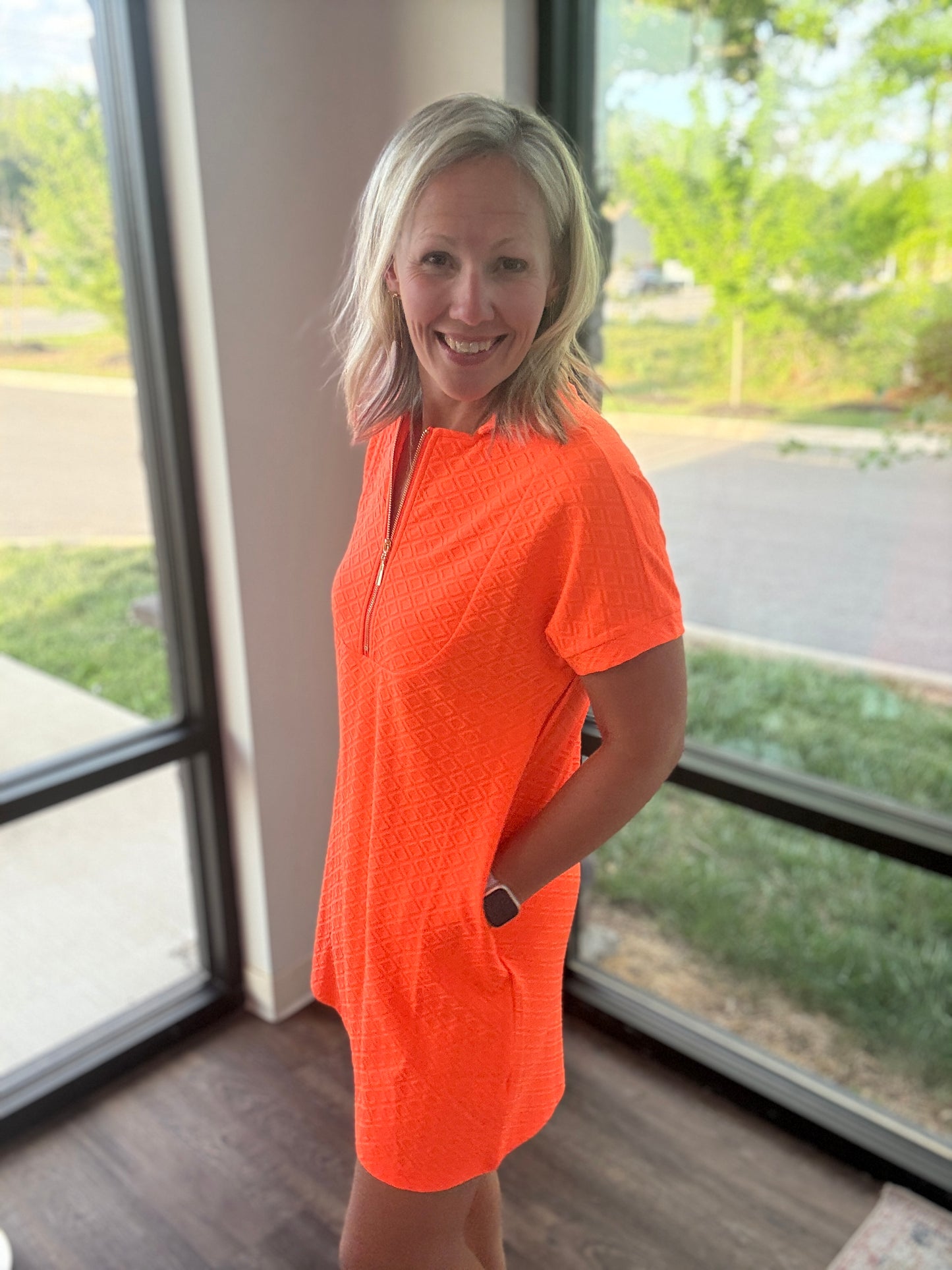 Zip into Color Dress- Orange