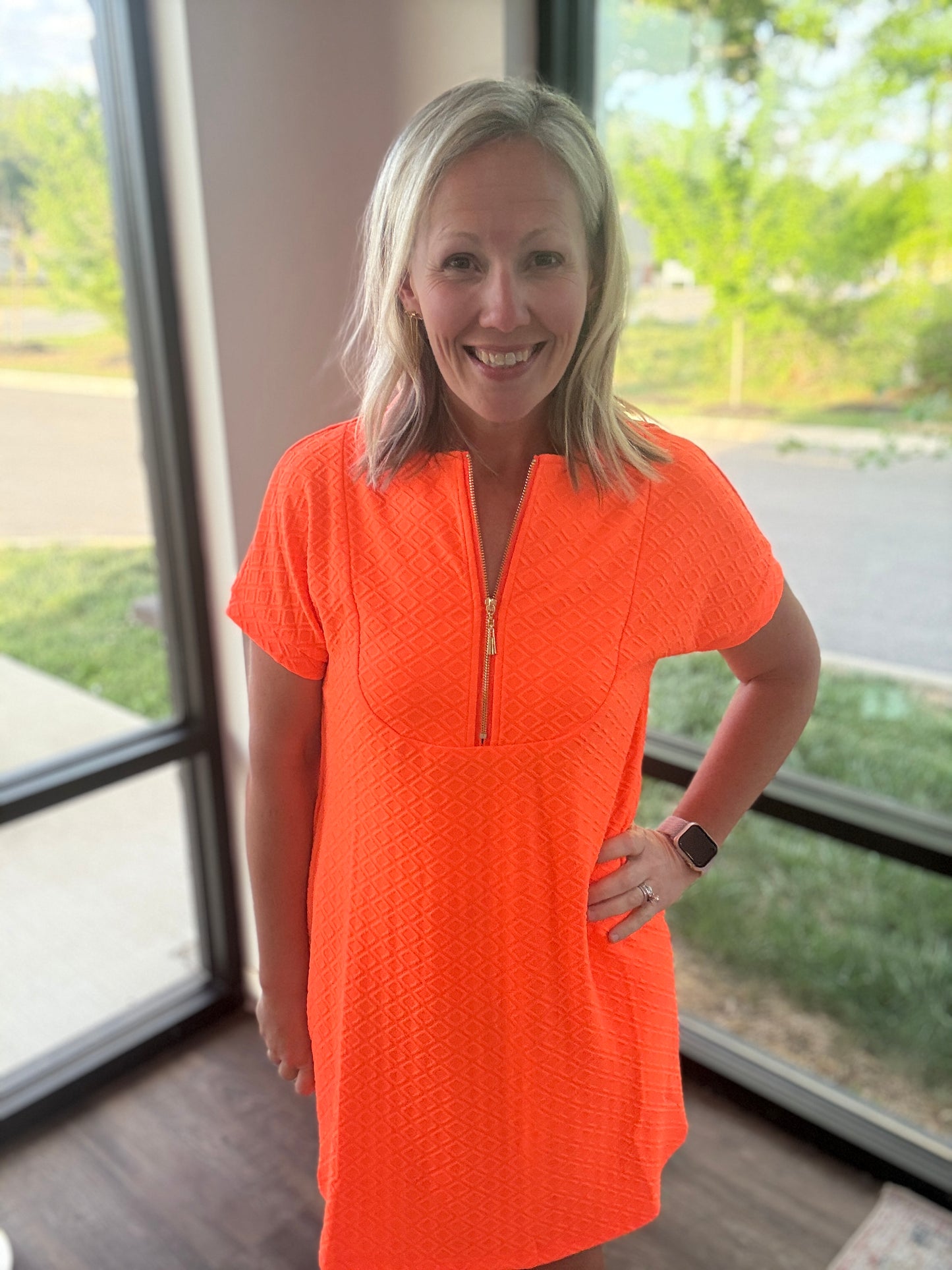 Zip into Color Dress- Orange
