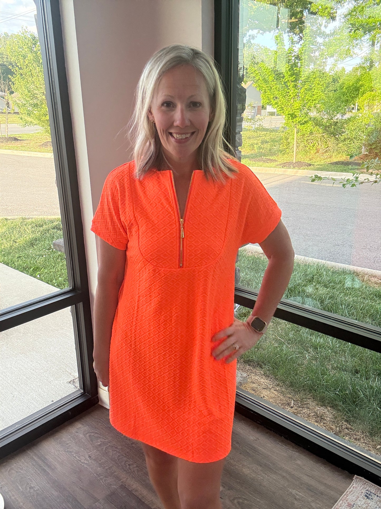 Zip into Color Dress- Orange