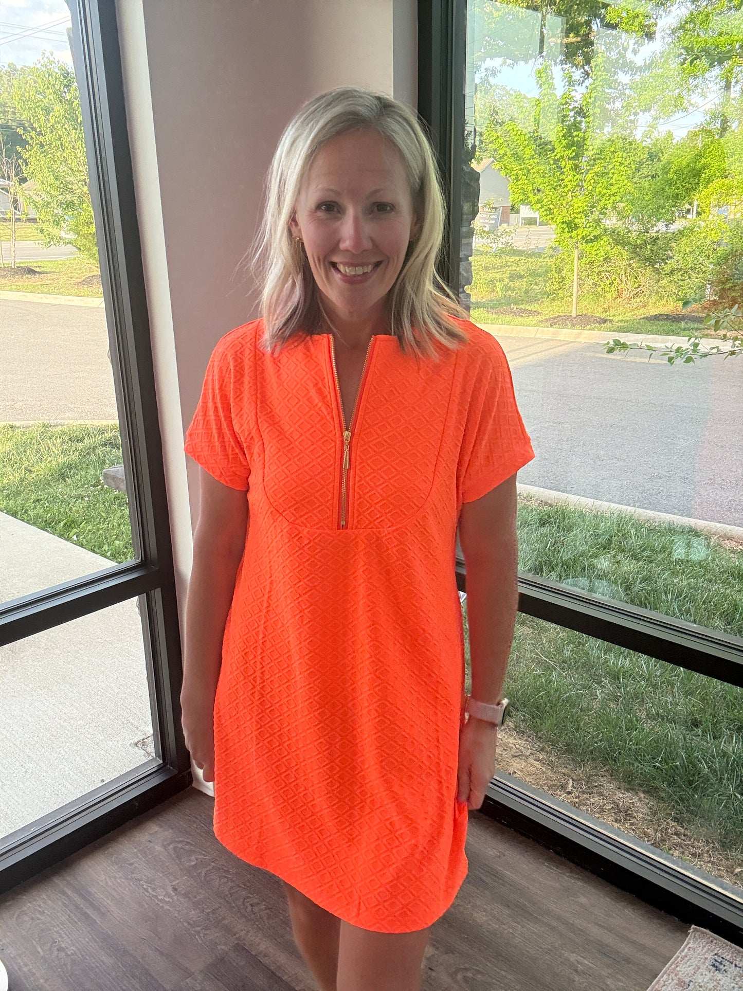 Zip into Color Dress- Orange