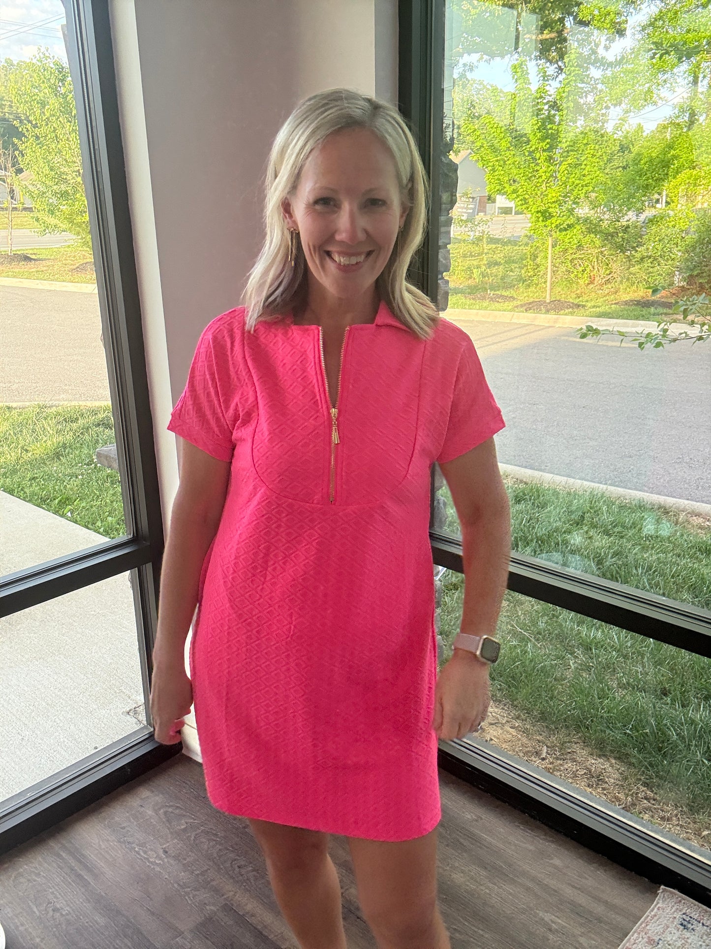Zip into Color Dress- Pink