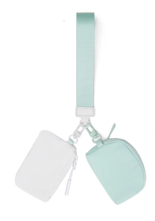 Double The Fun Wristlet- Mint/White