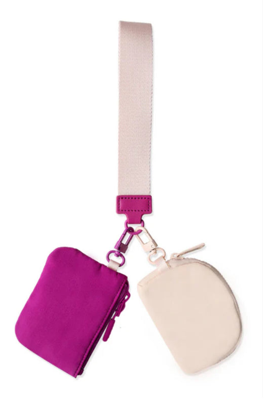 Double The Fun Wristlet- Magenta/Peach