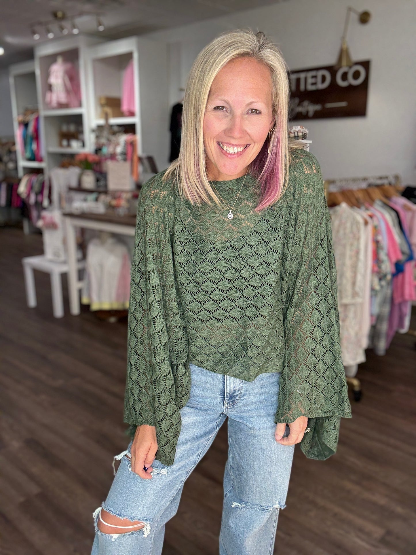 Free Spirit Bell Top- Olive