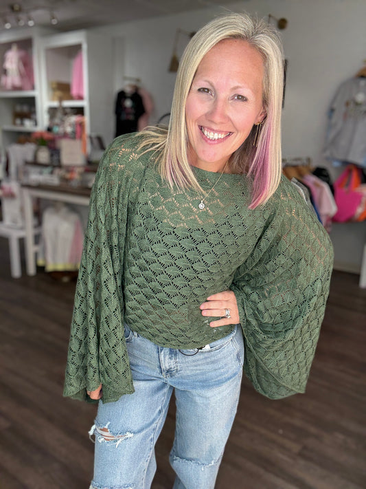 Free Spirit Bell Top- Olive