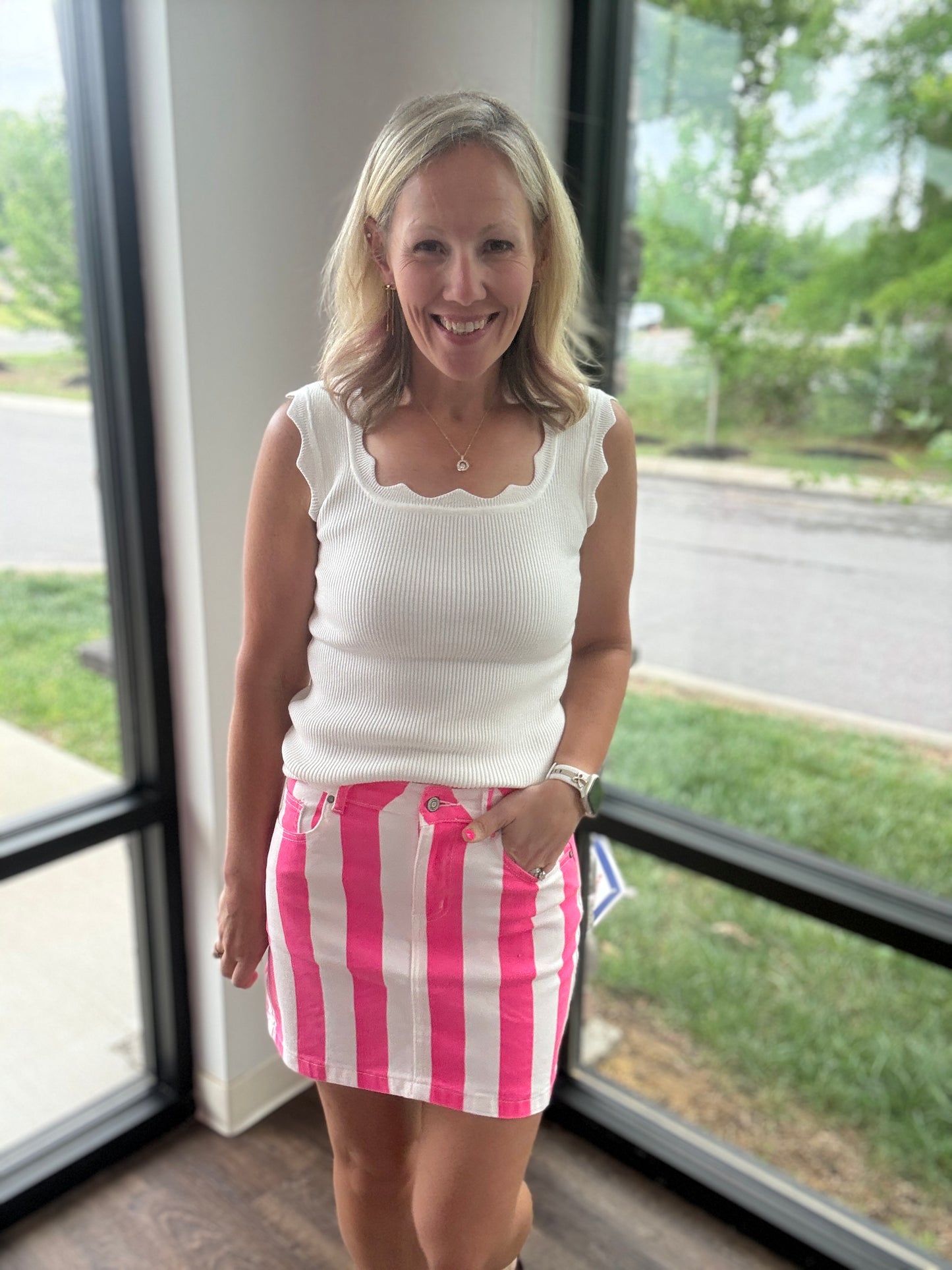 Neon Tide Stripe Skirt