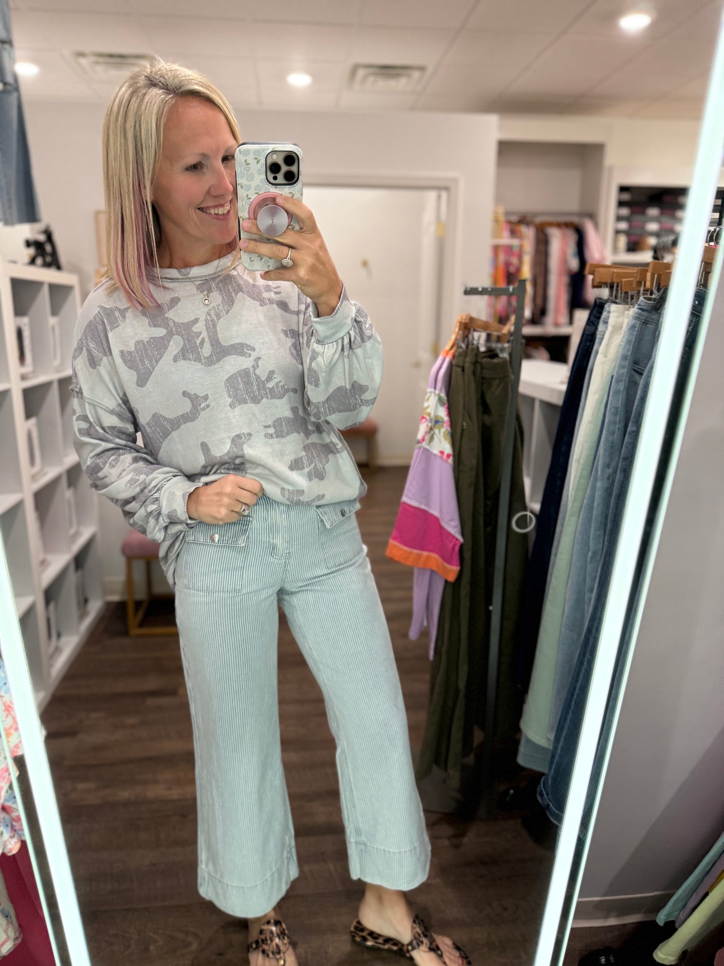 Pinstripe Path Wide Leg Jean