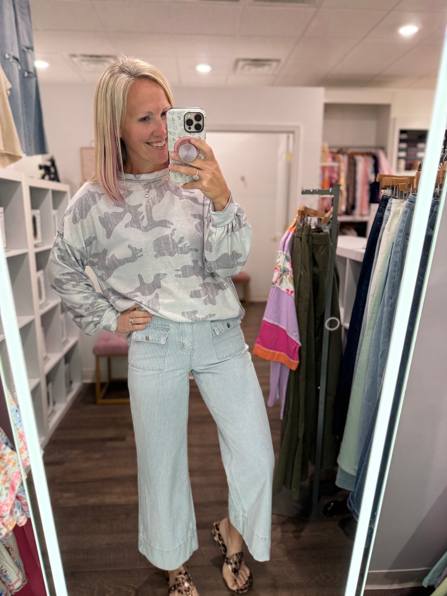 Pinstripe Path Wide Leg Jean