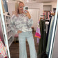 Pinstripe Path Wide Leg Jean
