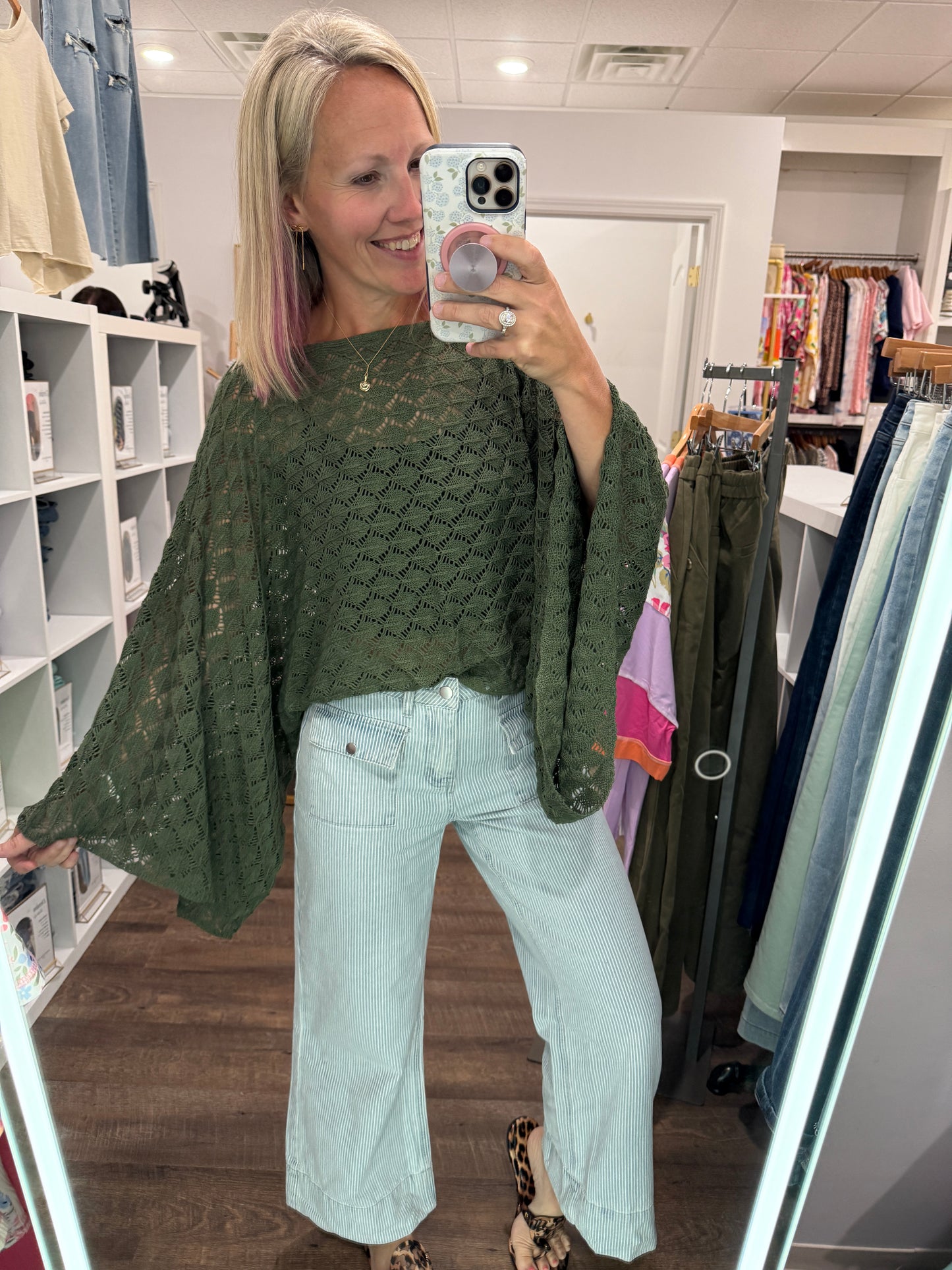 Pinstripe Path Wide Leg Jean