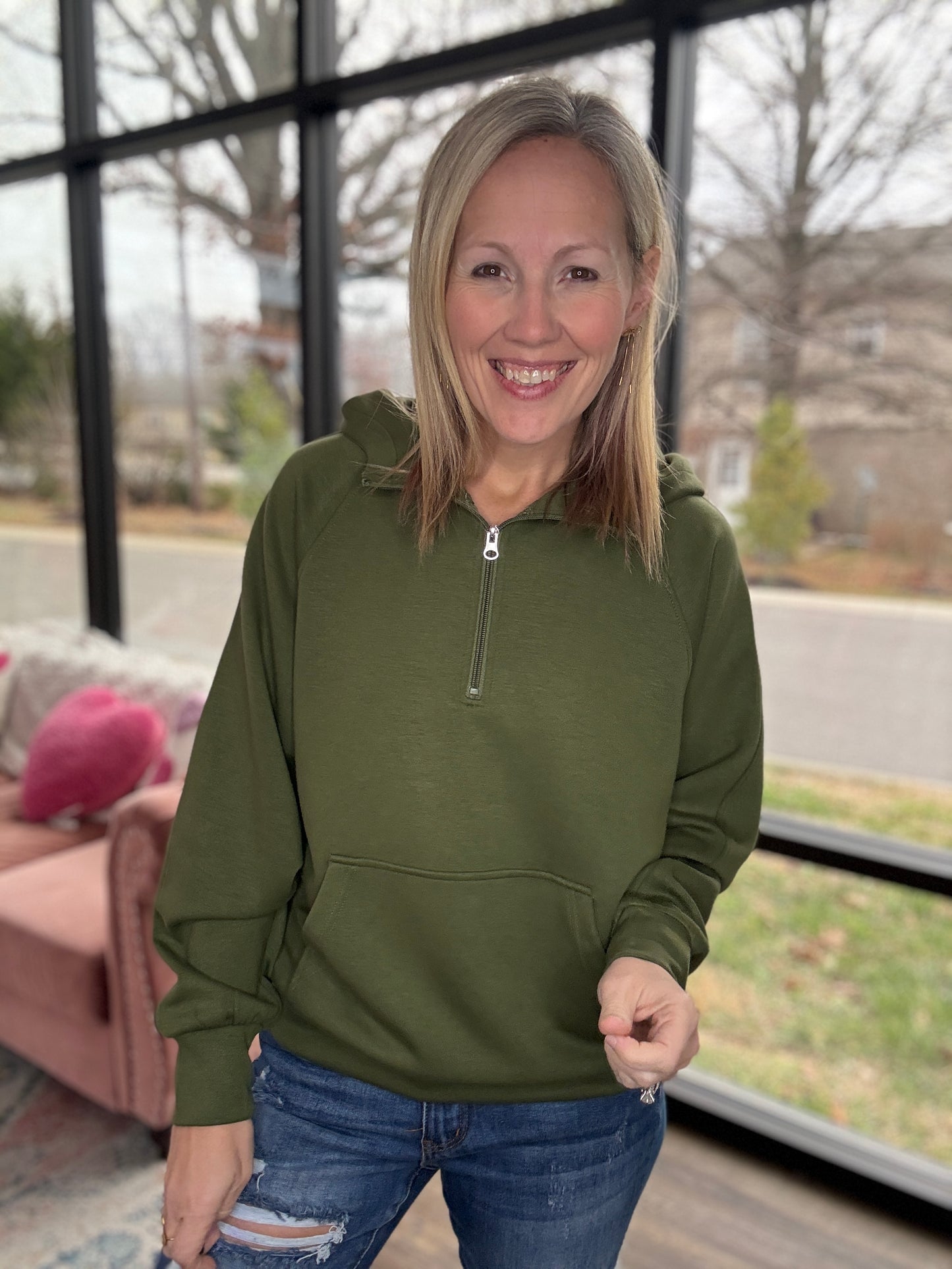 On the Go Luxe Pullover- Green